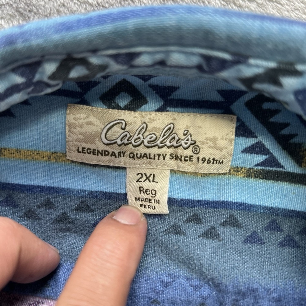 VTG 90s Cabelas Shirt Womens Aztec Chamois Flannel Button SW Western Cowboy 2XL - Picture 2 of 6